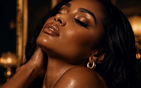 Radiant beauty portrait in warm golden light