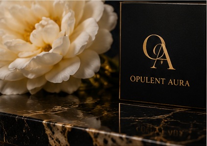 Opulent Aura luxury packaging and cream flowers